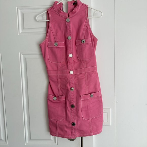 BALMAIN Button-embellished Denim Mini Dress In Pink size 36 - Picture 11 of 11
